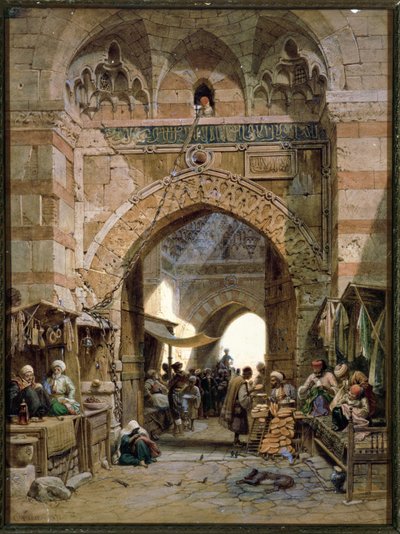 Bazaar Scene, 1875 (wc paperilla) tekijältä Carl Friedrich Heinrich Werner