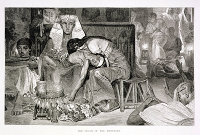 Esikoisen kuolema, 1800-luku (kaiverrus paperille) tekijältä Carl Friedrich Heinrich Werner
