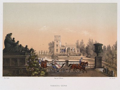 Pink-paviljonki Ozerki-paviljonki Peterhofin puistossa, 1853. tekijältä Carl Friedrich Ziegler von Schaffhausen