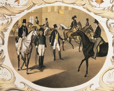 Itävalta, Wien, Carl Kunzin ja Johann Geigerin ratsastuskoulu, värilitografia tekijältä Carl and Geiger Peter Johann Nepomuk Kunz