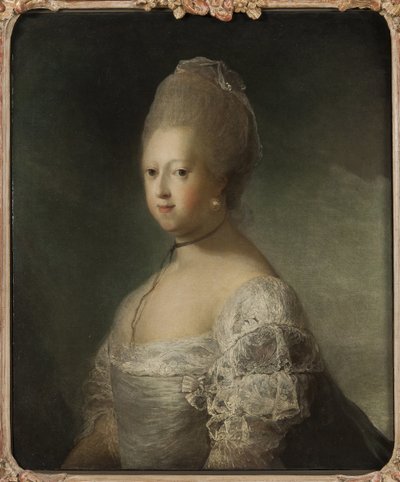 Hannoverin Caroline Mathilde, Ison-Britannian prinsessa ja Tanskan ja Norjan kuningatar puoliso - Ison-Britannian Caroline Matilda (1751-1775), Tanskan kuningatar, Pilo, Carl Gustaf (1711-1793) muotokuva. Öljy kankaalle. Koko: 76 x 63 cm. Nationala tekijältä Carl Gustaf Pilo
