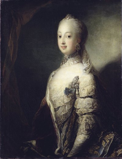 Sophie Madeleine Tanskan, Ruotsin ja Suomen kuningatar - Muotokuva Sophia Magdalena Tanskasta (1746-1813), Ruotsin kuningatar, Pilo, Carl Gustaf (1711-1793). Öljy kankaalle tekijältä Carl Gustaf Pilo