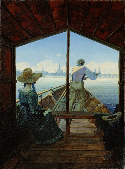 Gondoli Elbellä Dresdenin lähellä tekijältä Carl Gustav Carus