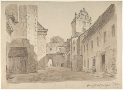 Näkymä Döbenin linnan pihalle tekijältä Carl Gustav Carus