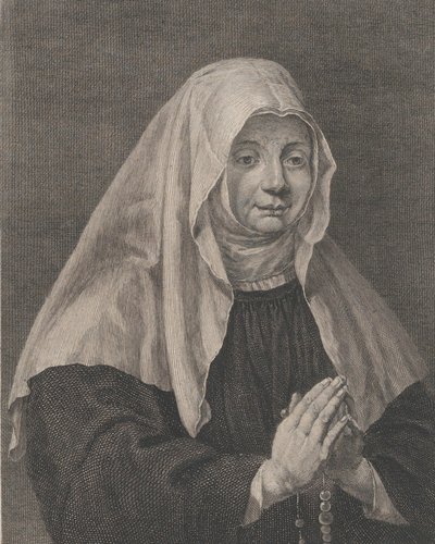 Muotokuva rukoilevasta nunnasta, n. 1771. tekijältä Carl Guttenberg