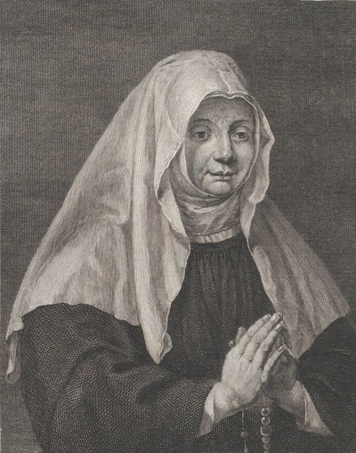 Muotokuva rukoilevasta nunnasta, n. 1771. tekijältä Carl Guttenberg