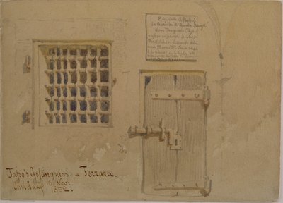 Jasson vankila Ferrarassa, 1852 (kynä ja wc-pesu paperilla) tekijältä Carl Haag