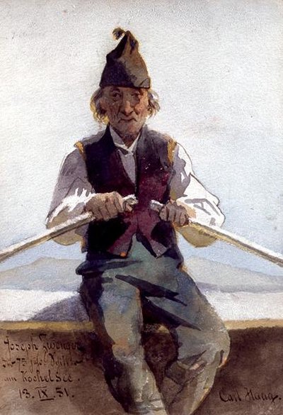 Joseph Zwenger soutuveneessä, Baijerin ylämailla tekijältä Carl Haag