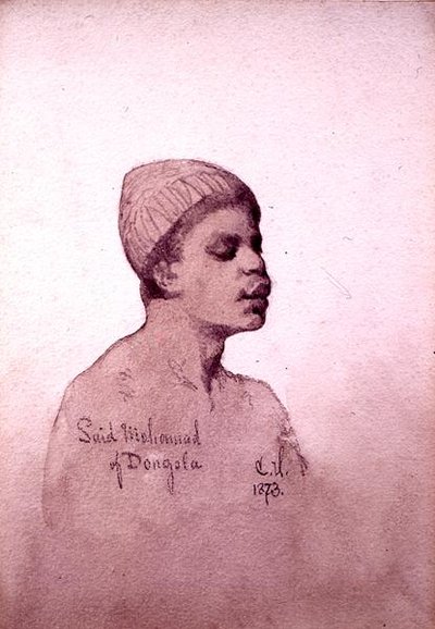 Said Mohamad of Dongola (Sudan) 1873 (kynä ja pesu paperille) tekijältä Carl Haag