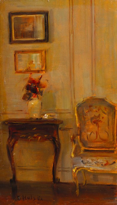 Salin sisustus (öljy paneelissa) tekijältä Carl Holsoe