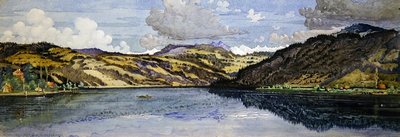 Santa Margherita ja Aegerinmeri (akvarelli paperille) tekijältä Carl Johan Forsberg