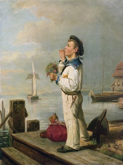 Pieni merimies odottaa laiturilla tekijältä Carl Julius Lorck