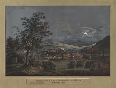 Näkymä K. K.:n yksityiselle rautatehtaalle Zöptaussa, n. 1850. tekijältä Carl Julius Rieden