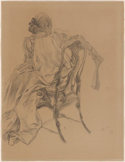 Tyylikäs 1700-luvun nainen pitelemässä tuuletinta tekijältä Carl Larsson