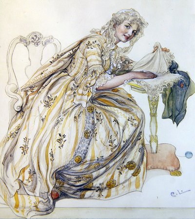 Joulukoristeet (akvarelli paperille) tekijältä Carl Larsson