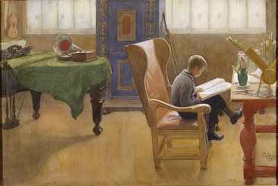 Esbjörn työskentelynurkkauksessa tekijältä Carl Larsson