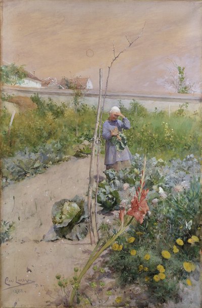 Keittiöpuutarhassa tekijältä Carl Larsson