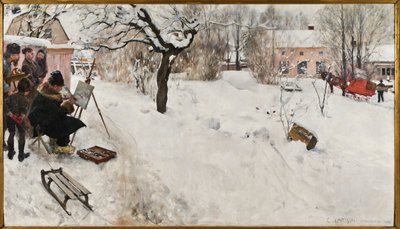 Ulkomaalari. Talvimaisema osoitteesta Åsögatan 145, Tukholma tekijältä Carl Larsson