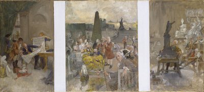 Tarkistettu suunnitelma NM:n alahallin seinien koristeluun tekijältä Carl Larsson