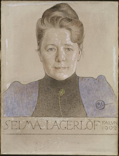 Selma Lagerlof - Muotokuva kirjailija Selma Lagerloefista (1858-1940), kirjoittanut Larsson, Carl (1853-1919). Liitu ja öljy kankaalle tekijältä Carl Larsson