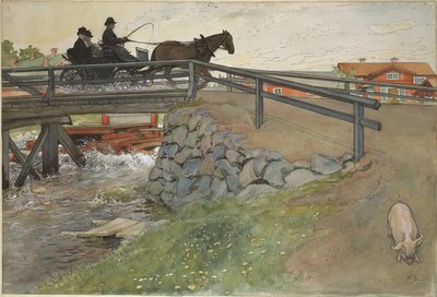 Silta. Teoksesta "Koti" (26 akvarellia) tekijältä Carl Larsson