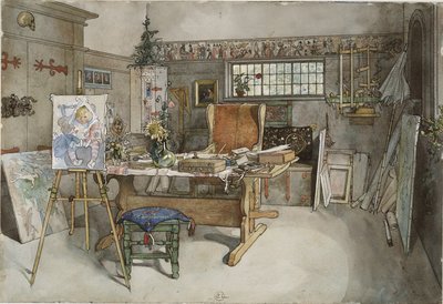 Studio, A Home -sarjasta, n. 1895 (wc paperilla) tekijältä Carl Larsson