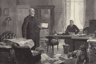 Bismarck sanelee muistelmiaan (kaiverrus) tekijältä Carl Ludwig Friedrich Becker