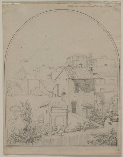 Näkymä Rooman ikkunastani (recto) tekijältä Carl Ludwig Tischbein