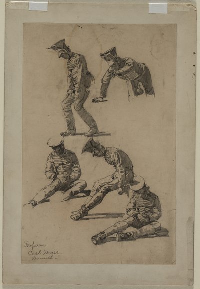 Five Studies of a Soldier, neljäs neljännes 1800-luvulta tai ensimmäinen kolmas 1900-luku. tekijältä Carl Marr