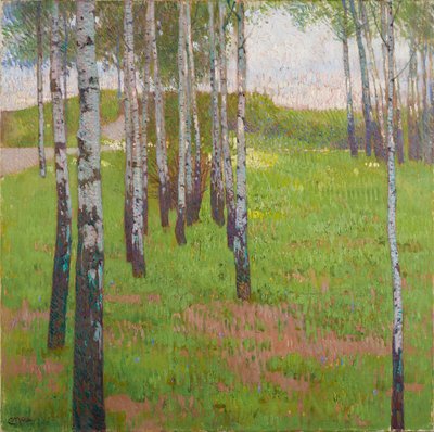 Koivulehto iltavalossa tekijältä Carl Moll