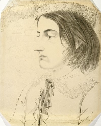 Ludwig Simon, teologinen opiskelija, 1816 (kynä & sivellin ja musta muste kudospaperilla) tekijältä Carl Philipp Fohr