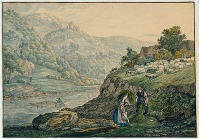 Stolzeneck am Neckar (Neckar-alueen luonnoskirjan sivu 19) tekijältä Carl Philipp Fohr