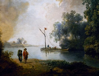 Maisema joen kanssa, noin 1780, kirjoittanut Carl Philipp Schallhas (1767-1797), yksityiskohta, Unkari tekijältä Carl Philipp Schallhas