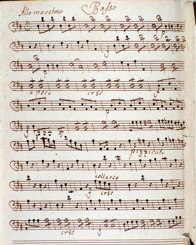 Sivu Karl Philipp Stamitzin konserton D-duuri partituurista tekijältä Carl Philipp Stamitz