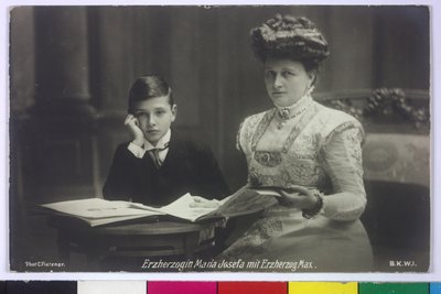 Arkkiherttuatar Mary Josefa ja heidän poikansa Max tekijältä Carl Pietzner