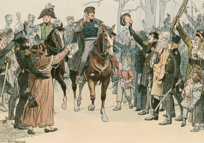 Preussin kuningas Fredrik Vilhelm III (1770-1840) puhuu yleisölle Wroclawissa maaliskuussa 1813. tekijältä Carl Rohling