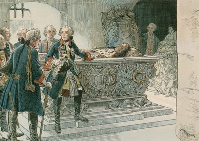 Frederick Suuri (1712-1786) Suuren valitsijamiehen arkussa tekijältä Carl Rohling