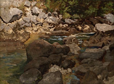 Vuoristovirta lohkareineen, 1888-1889 tekijältä Carl Schuch