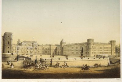Näkymä Main Gatchina -palatsille, 1800-luvun puoliväli. tekijältä Carl Schulz