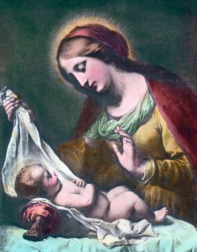 Madonna ja lapsi. Italialaisen barokkimaalari Carlo Dolcin (1616 - 1686) maalaus (päiväämätön). Kuvan päivämäärä: noin 1900. Carl Simonin arkisto tekijältä Carl Simon