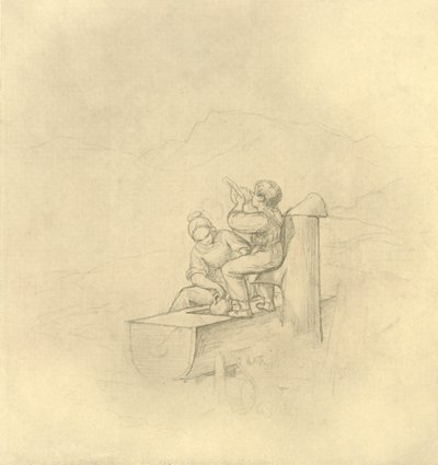Am Brunnen, 1800-luvun puoliväli, loppu, n. 1924. tekijältä Carl Spitzweg