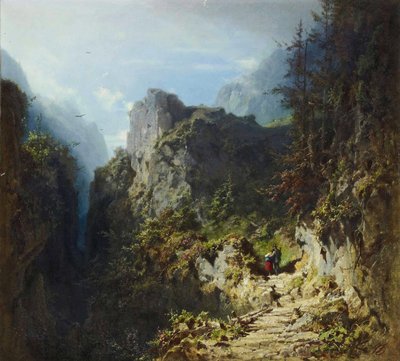 Berglandschaft mit Liebespaar tekijältä Carl Spitzweg