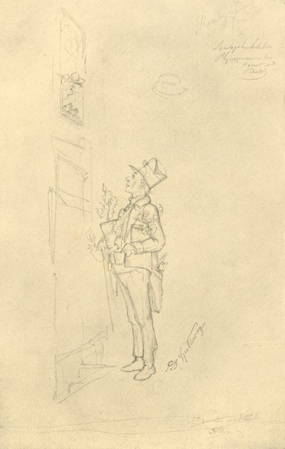 Der Gratulant, 1800-luvun puoliväli, loppu, n. 1924. tekijältä Carl Spitzweg