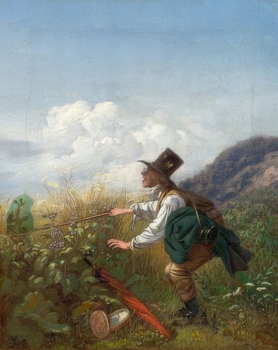 Perhosesipalloilija (kasvitieteilijä). Noin 1837 tekijältä Carl Spitzweg