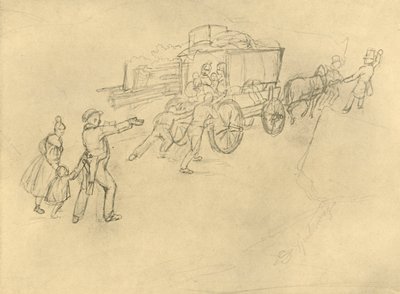 Thespian Actor Travelling, 1800-luvun puoliväli, loppu, n. 1924. tekijältä Carl Spitzweg
