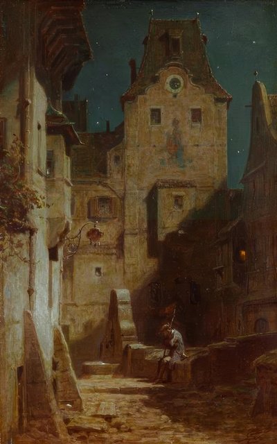 Der eingeschlafene Nachtwächter tekijältä Carl Spitzweg