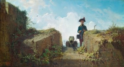 Neulomisen etuvartio. Noin 1860 tekijältä Carl Spitzweg