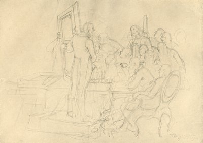 Die Kunstauktion, 1800-luvun puoliväli, loppu, n. 1924. tekijältä Carl Spitzweg