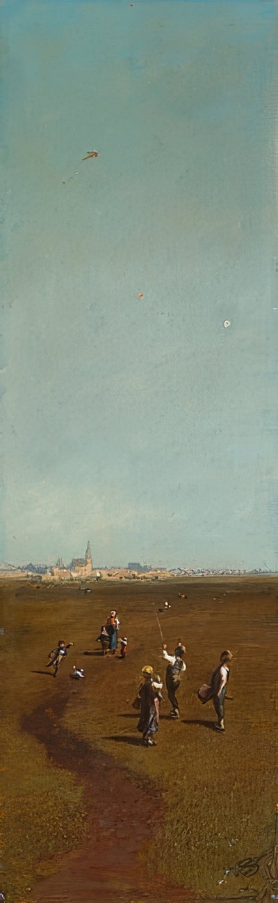 Leijan lennätys. Noin 1880/85 tekijältä Carl Spitzweg