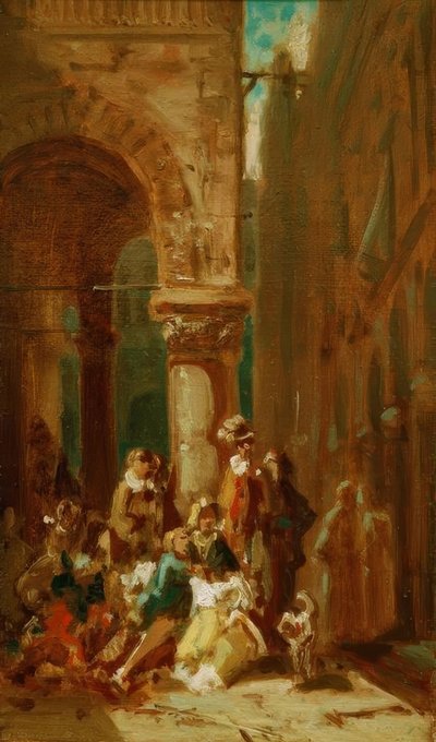 Matkustavat ihmiset: näyttelijät Loggia dei Lanzi -teatterissa Floissa tekijältä Carl Spitzweg